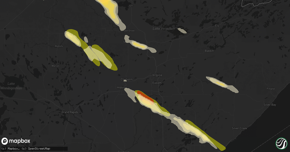 Hail map in Mountain Iron, MN on July 26, 2026
