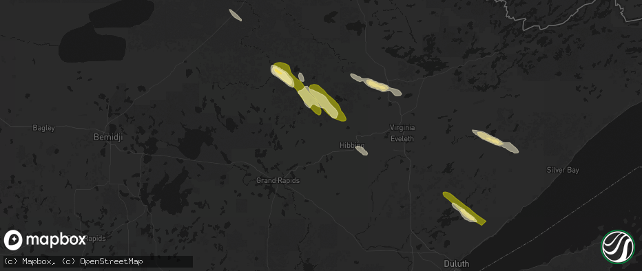 Hail map in Nashwauk, MN on July 26, 2026