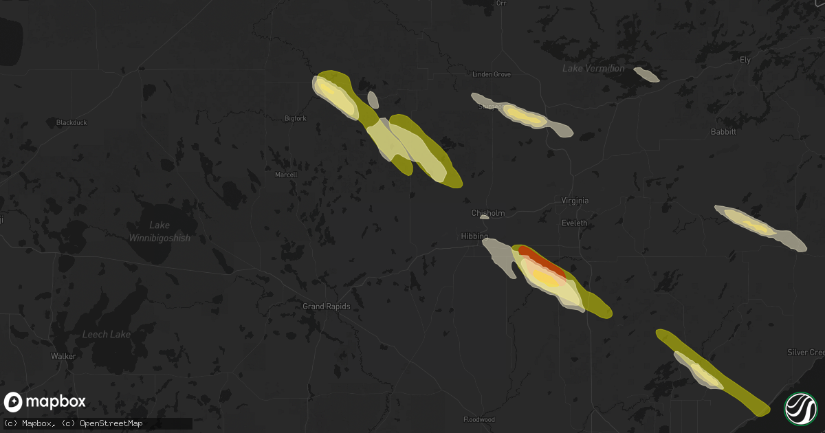 Hail map in Nashwauk, MN on July 26, 2026