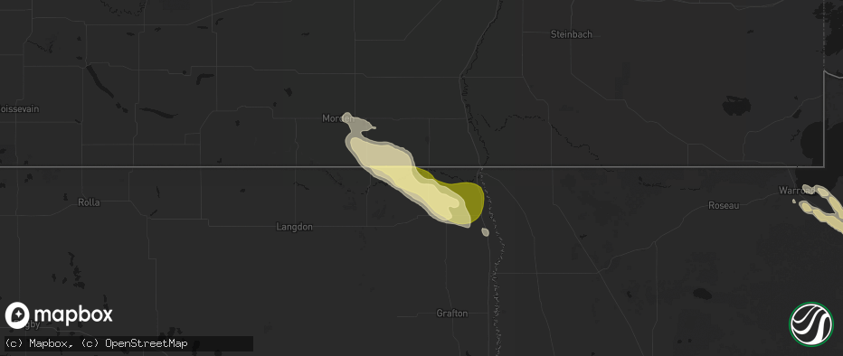 Hail map in Neche, ND on July 26, 2026