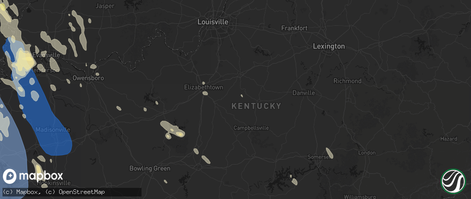 Hail map in New Hope, KY on July 26, 2026