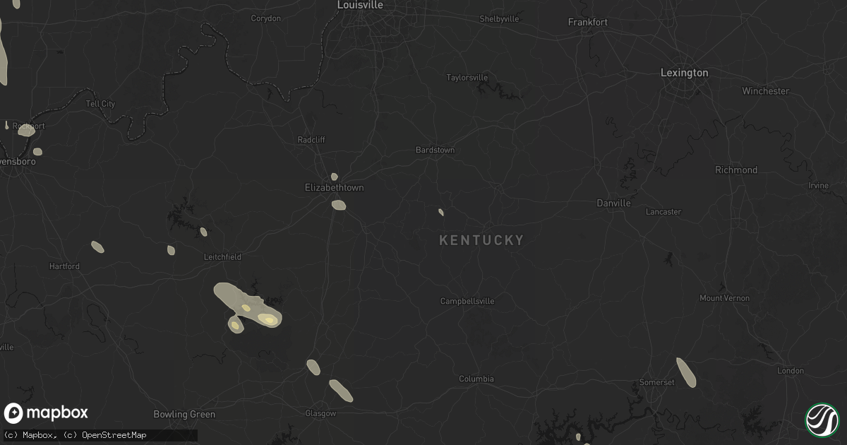 Hail map in New Hope, KY on July 26, 2026