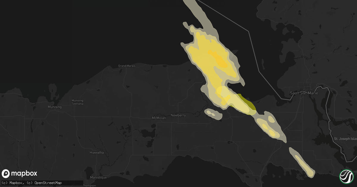 Hail map in Newberry, MI on July 26, 2026