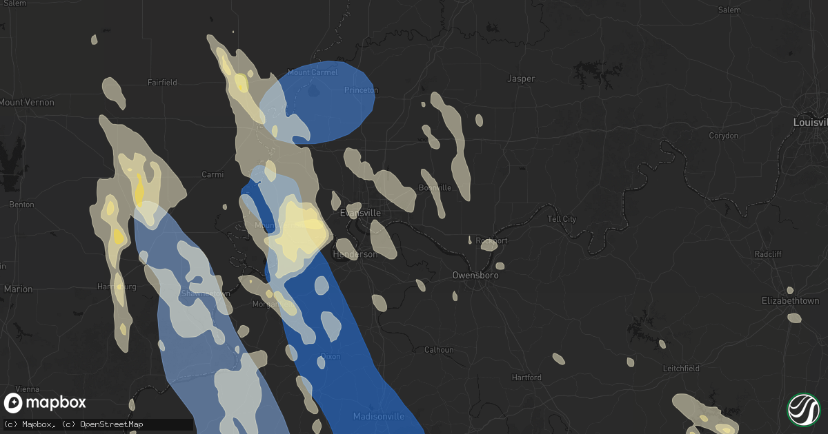 Hail map in Newburgh, IN on July 26, 2026