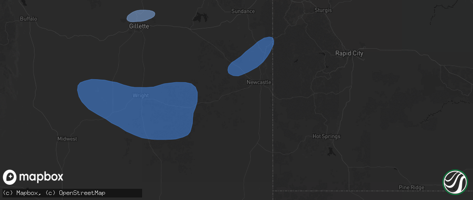 Hail map in Newcastle, WY on July 26, 2026