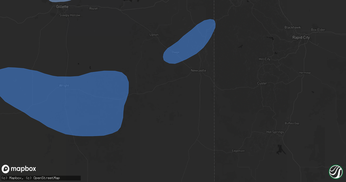 Hail map in Newcastle, WY on July 26, 2026