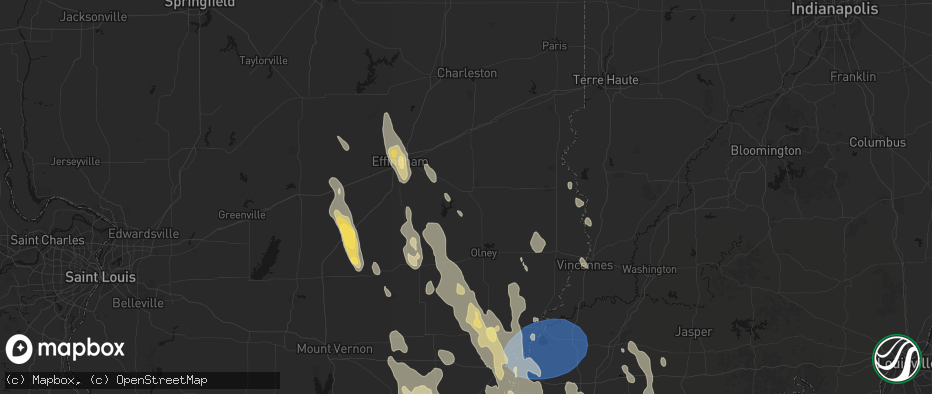 Hail map in Newton, IL on July 26, 2026