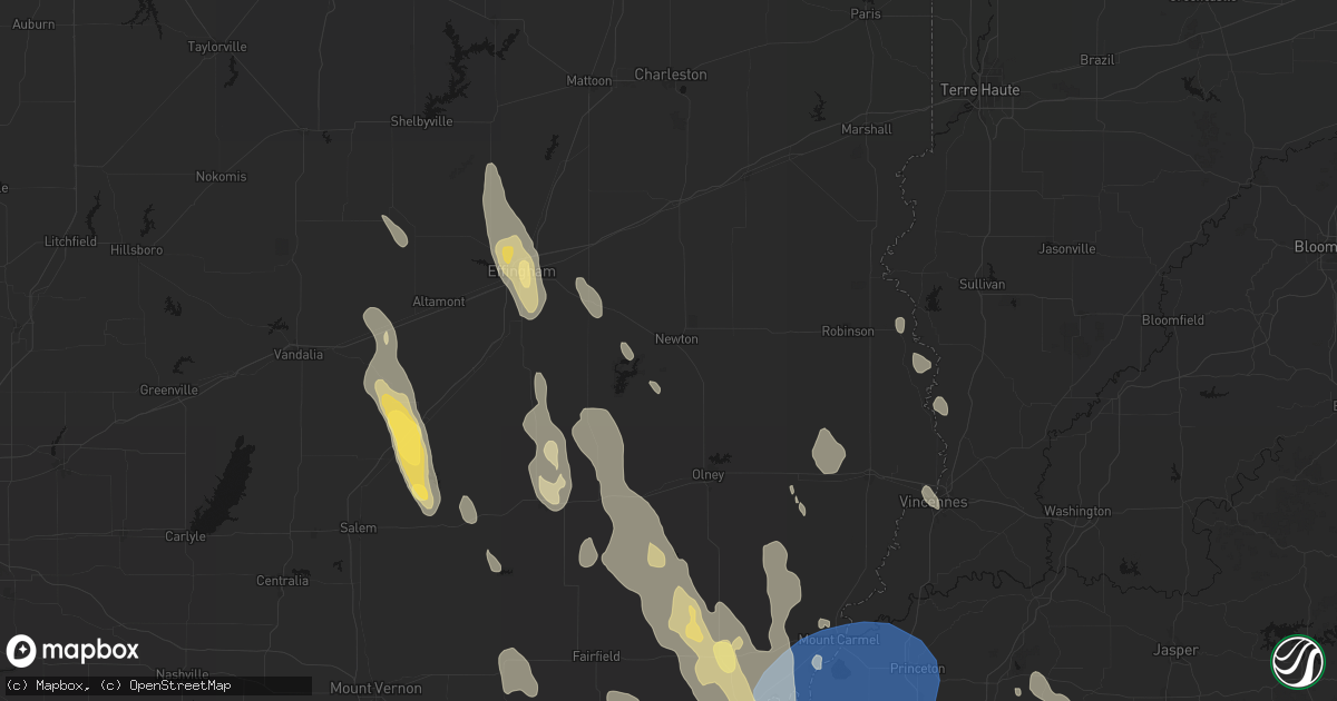 Hail map in Newton, IL on July 26, 2026