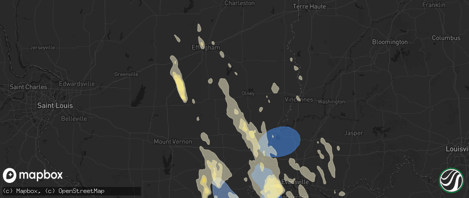 Hail map in Noble, IL on July 26, 2026