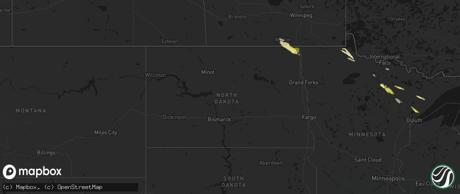 Hail map in North Dakota on July 26, 2026