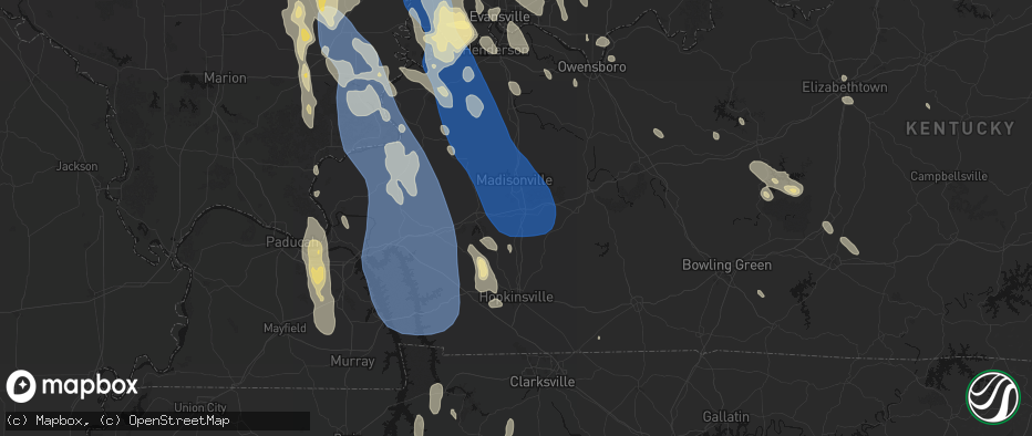 Hail map in Nortonville, KY on July 26, 2026