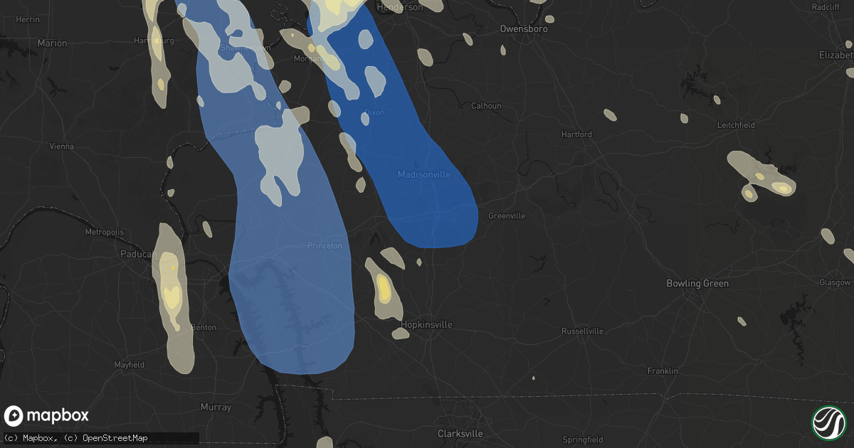Hail map in Nortonville, KY on July 26, 2026