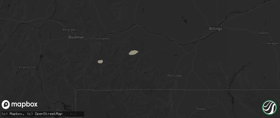 Hail map in Nye, MT on July 26, 2026