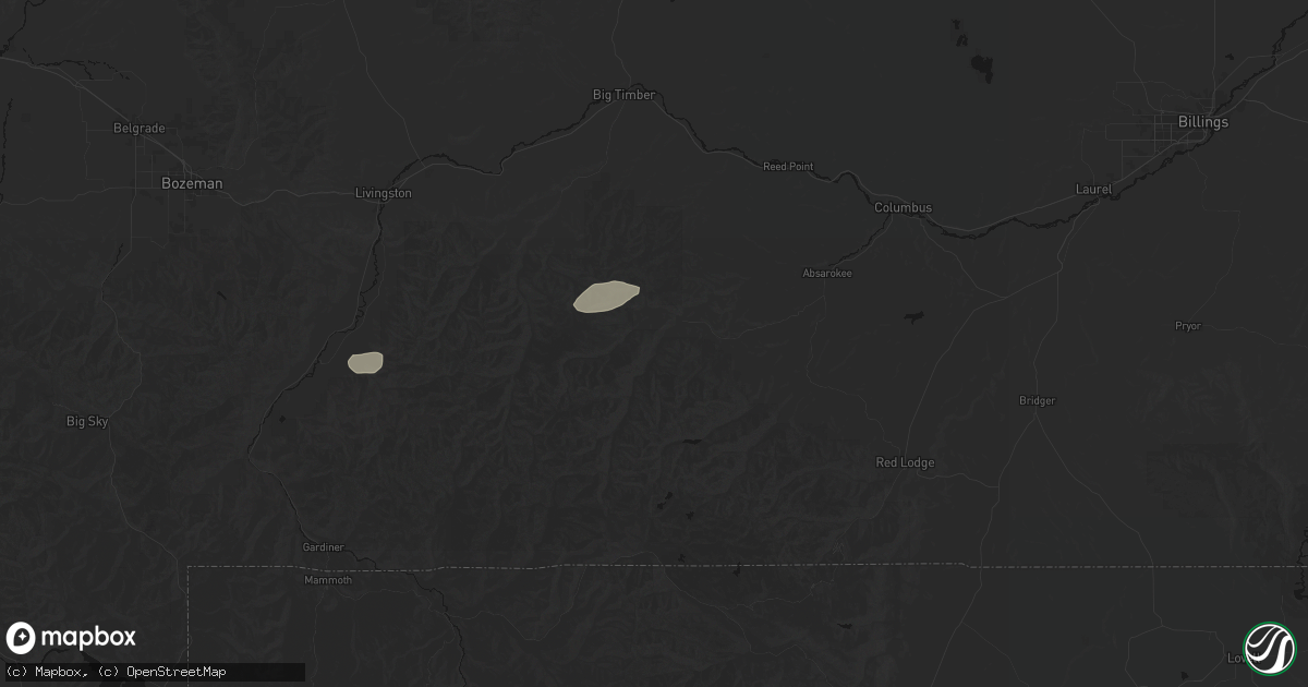 Hail map in Nye, MT on July 26, 2026