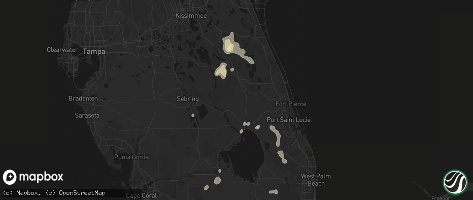 Hail map in Okeechobee, FL on July 26, 2026
