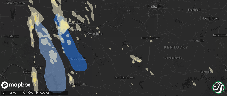 Hail map in Olaton, KY on July 26, 2026
