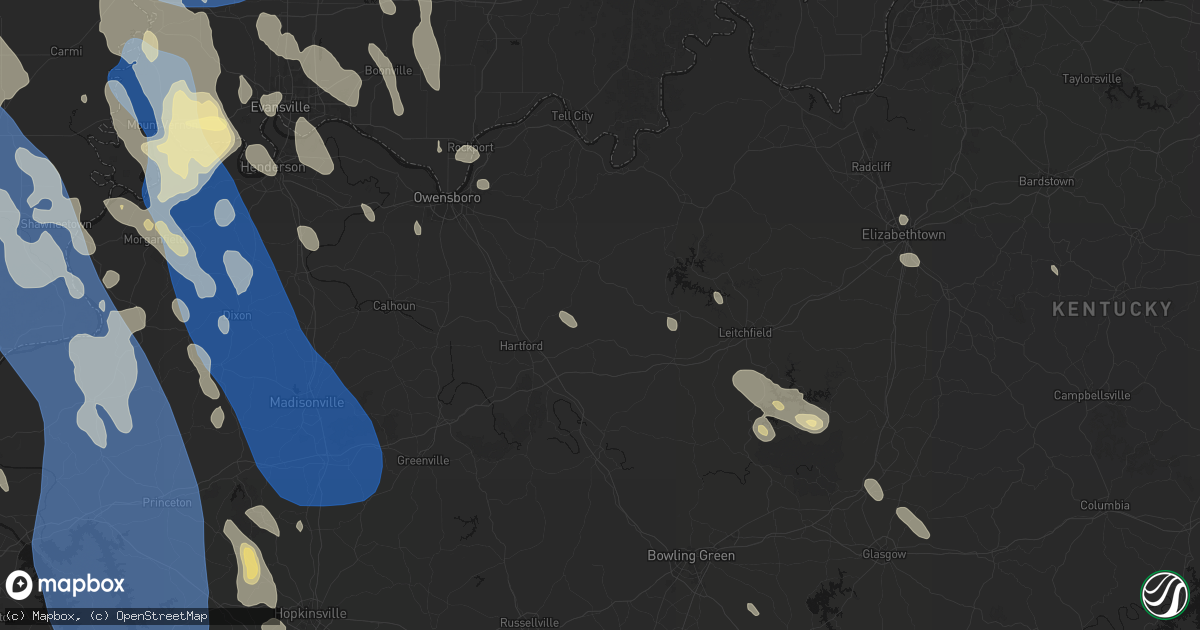 Hail map in Olaton, KY on July 26, 2026