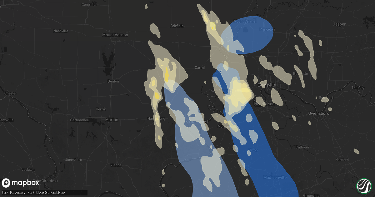 Hail map in Omaha, IL on July 26, 2026