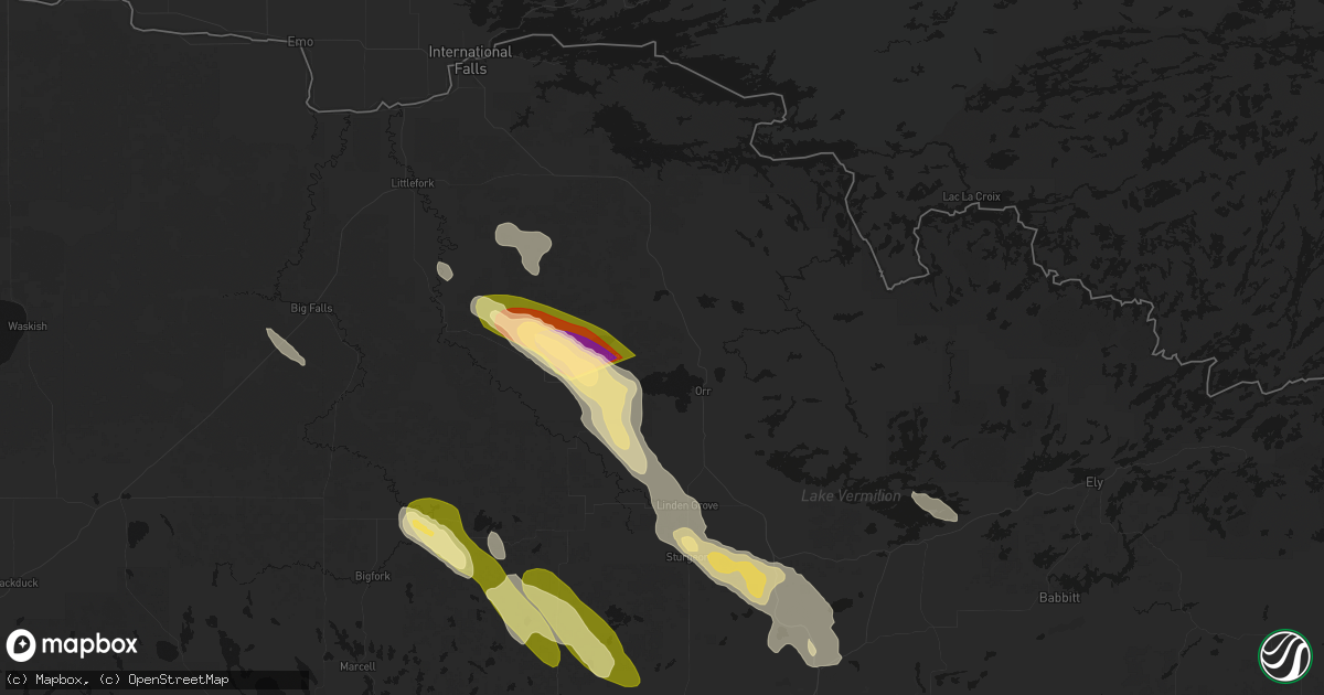 Hail map in Orr, MN on July 26, 2026