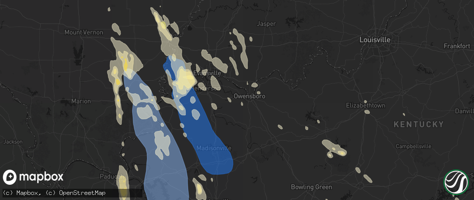 Hail map in Owensboro, KY on July 26, 2026