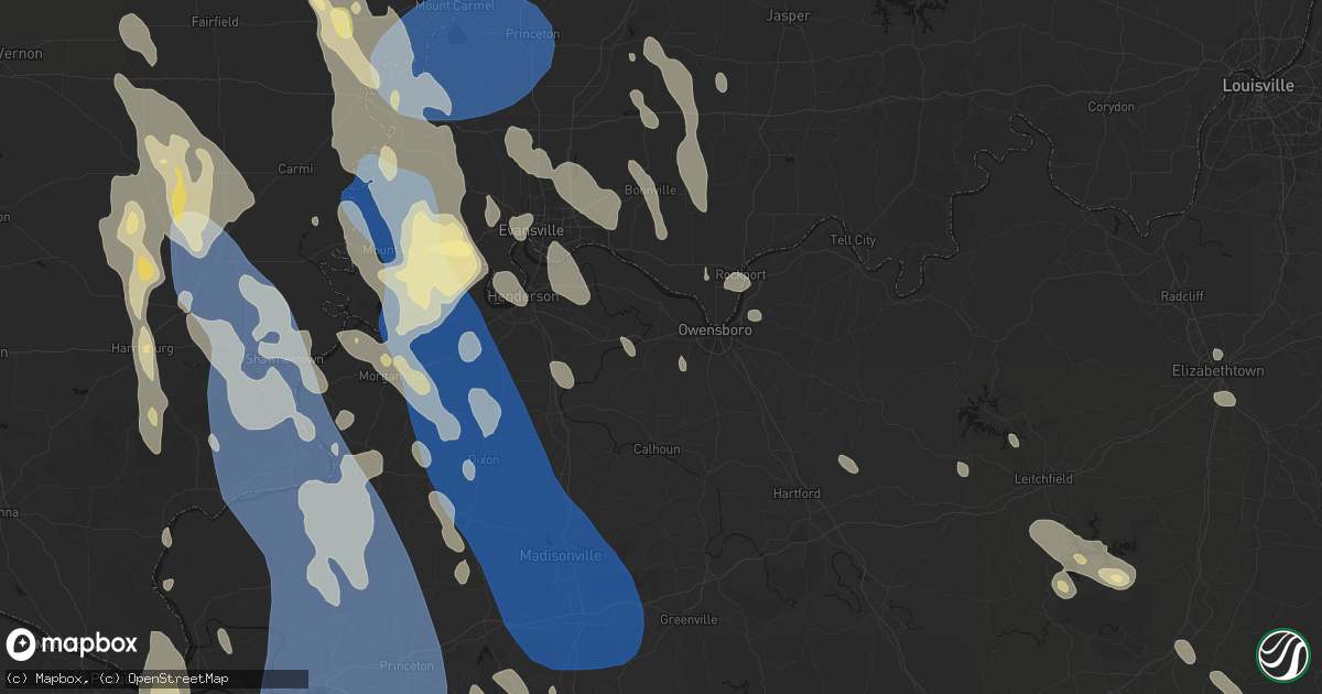 Hail map in Owensboro, KY on July 26, 2026