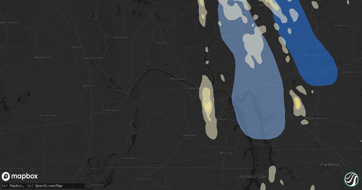 Hail map in Paducah, KY on July 26, 2026