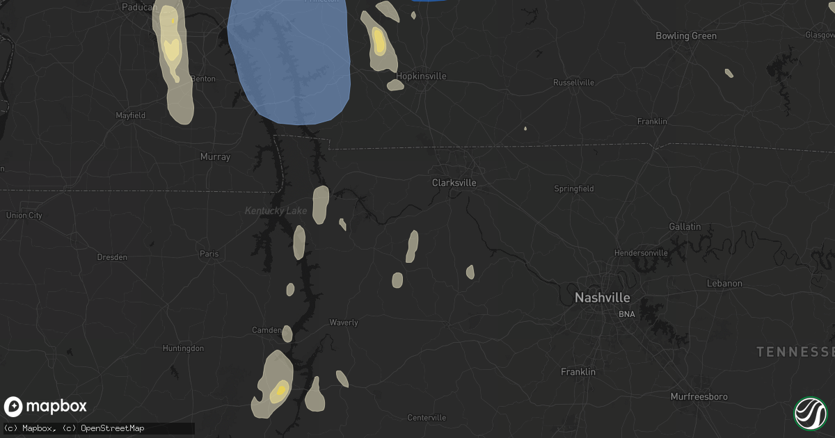 Hail map in Palmyra, TN on July 26, 2026