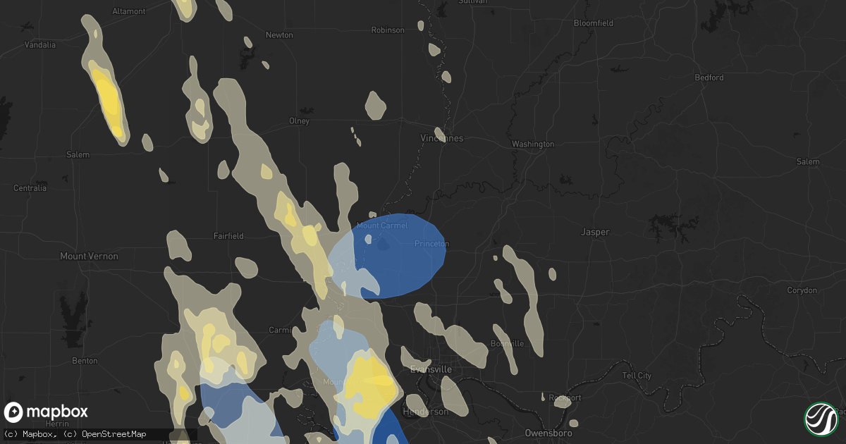 Hail map in Patoka, IN on July 26, 2026