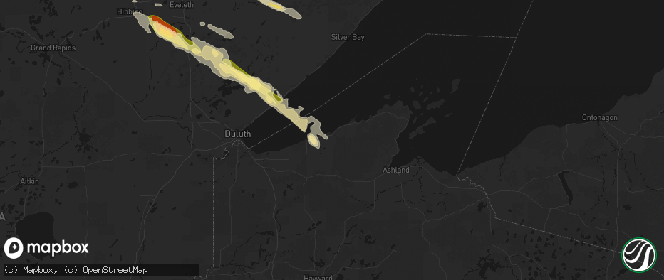 Hail map in Port Wing, WI on July 26, 2026