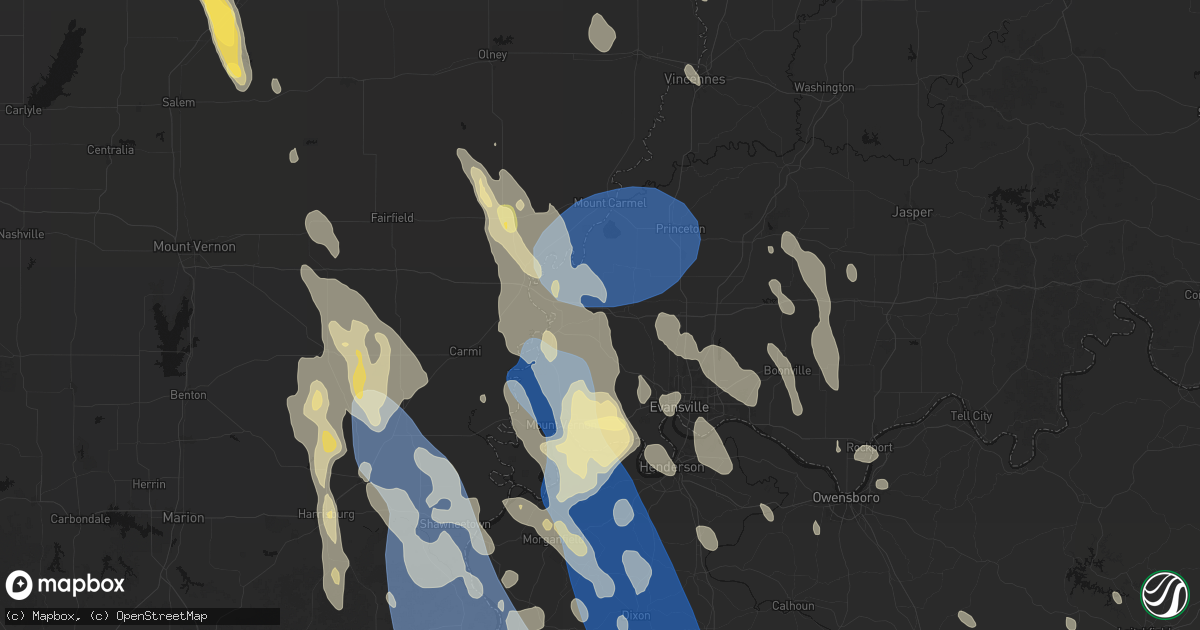 Hail map in Poseyville, IN on July 26, 2026