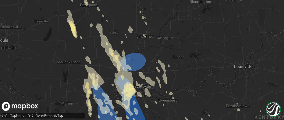 Hail map in Princeton, IN on July 26, 2026