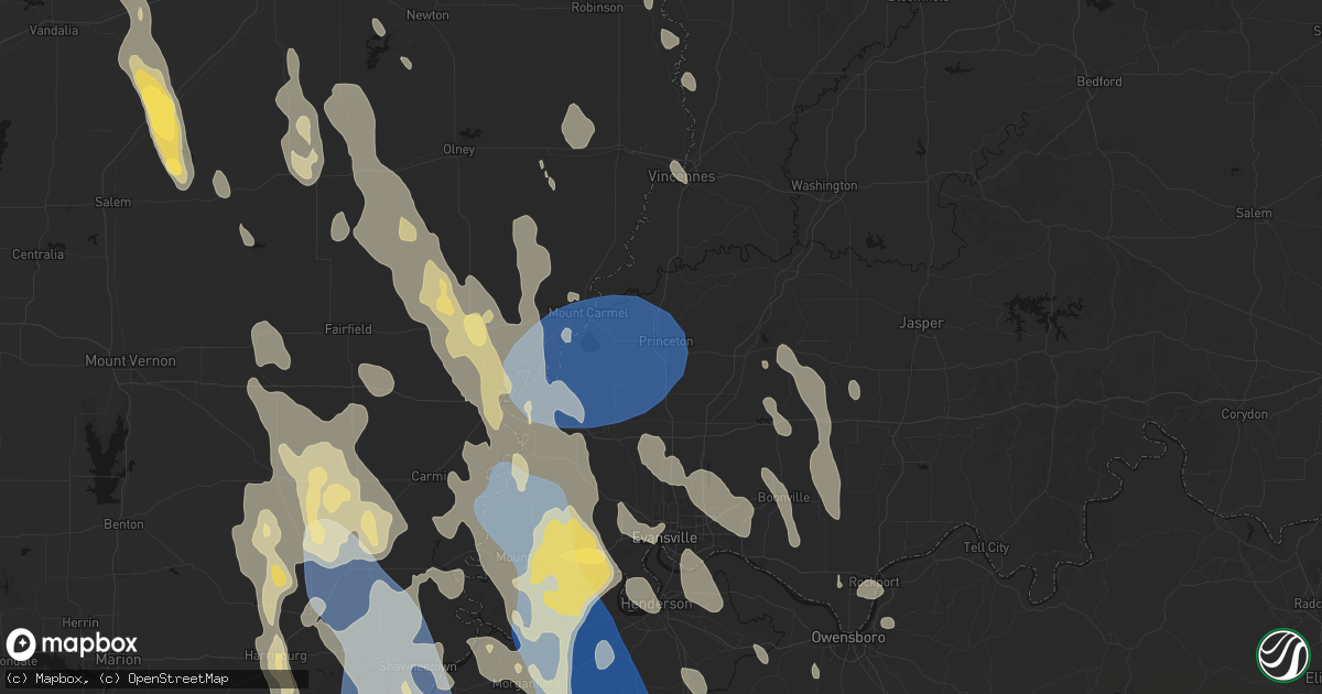 Hail map in Princeton, IN on July 26, 2026