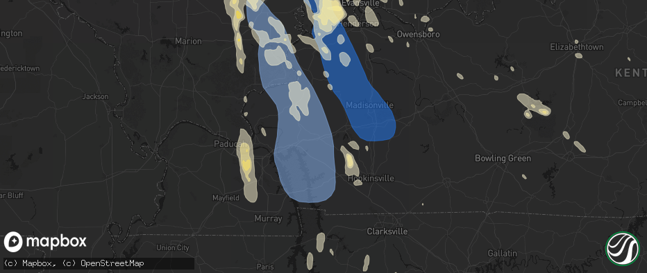 Hail map in Princeton, KY on July 26, 2026