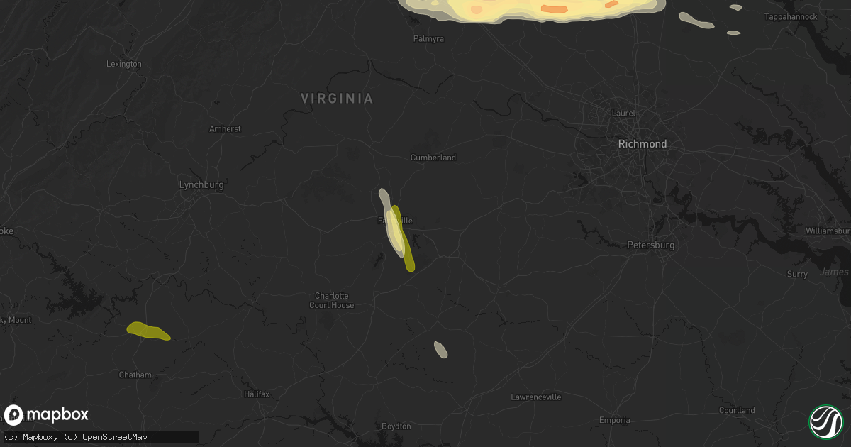 Hail map in Rice, VA on July 26, 2026