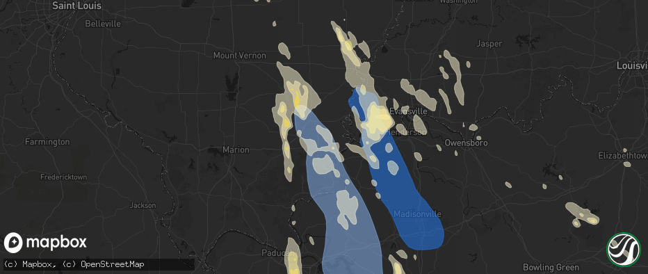 Hail map in Ridgway, IL on July 26, 2026