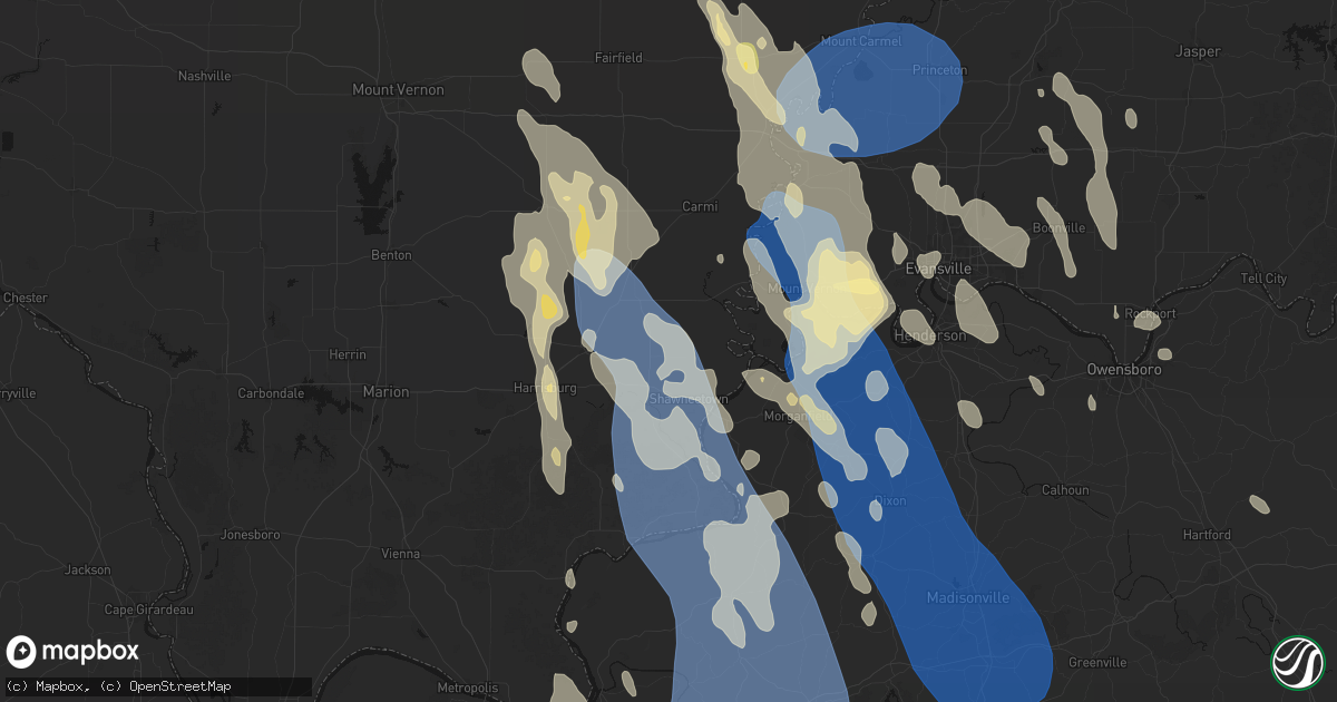 Hail map in Ridgway, IL on July 26, 2026