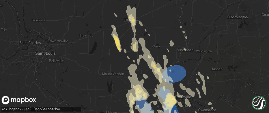 Hail map in Rinard, IL on July 26, 2026