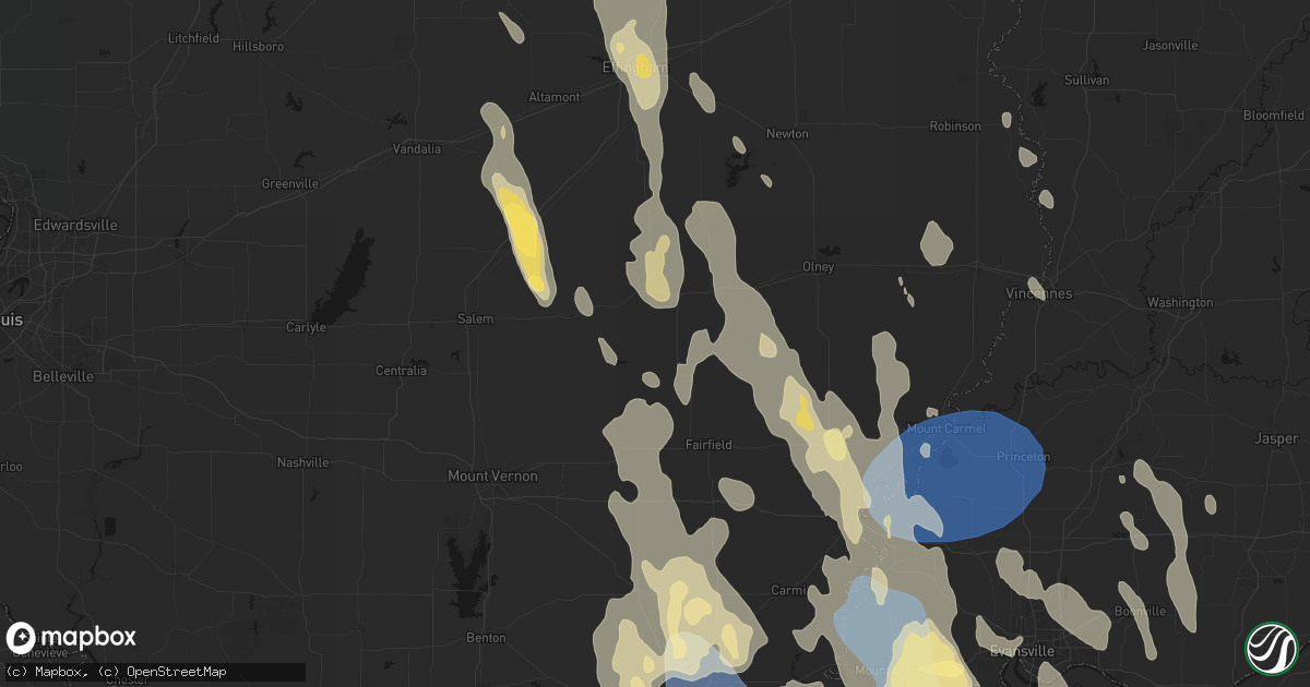 Hail map in Rinard, IL on July 26, 2026