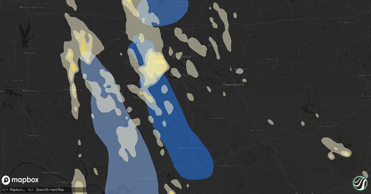 Hail map in Robards, KY on July 26, 2026