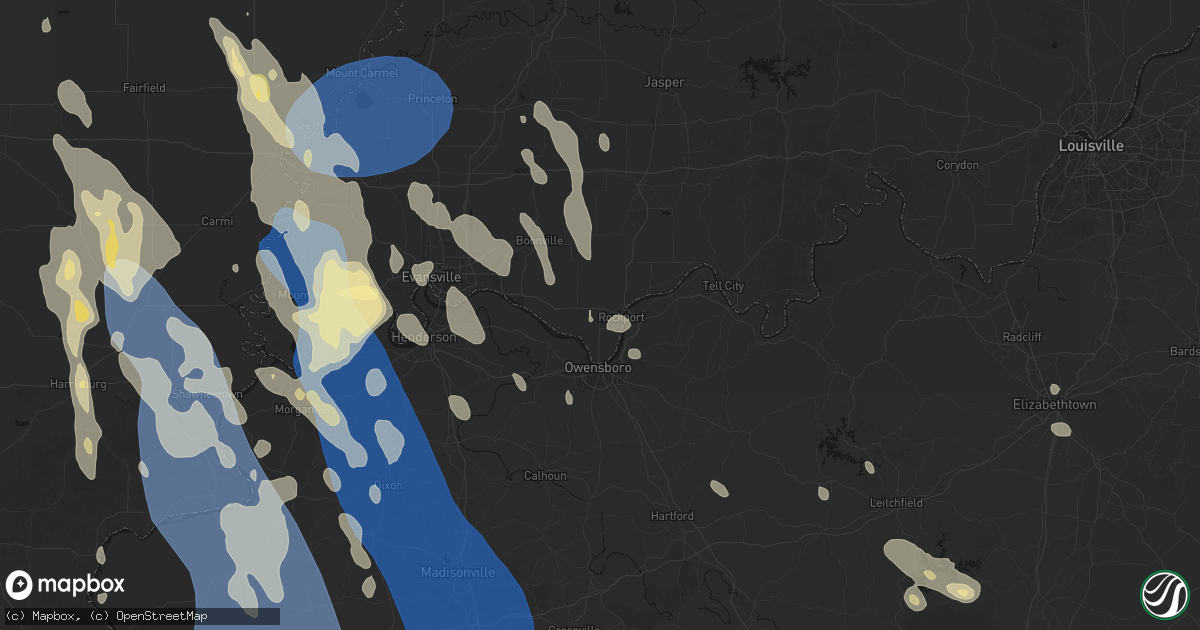 Hail map in Rockport, IN on July 26, 2026