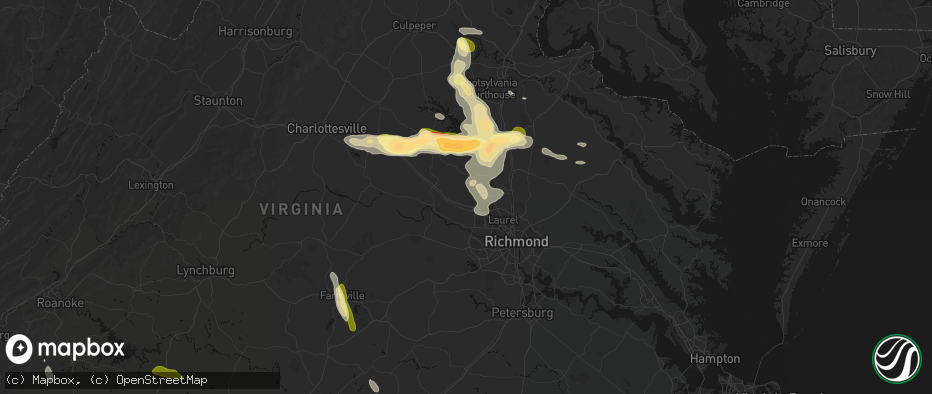 Hail map in Rockville, VA on July 26, 2026