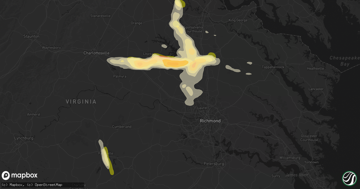 Hail map in Rockville, VA on July 26, 2026