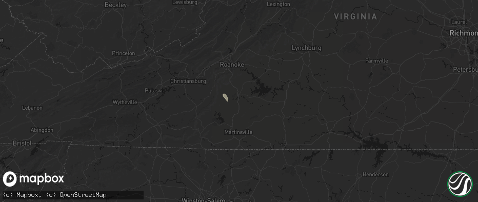 Hail map in Rocky Mount, VA on July 26, 2026