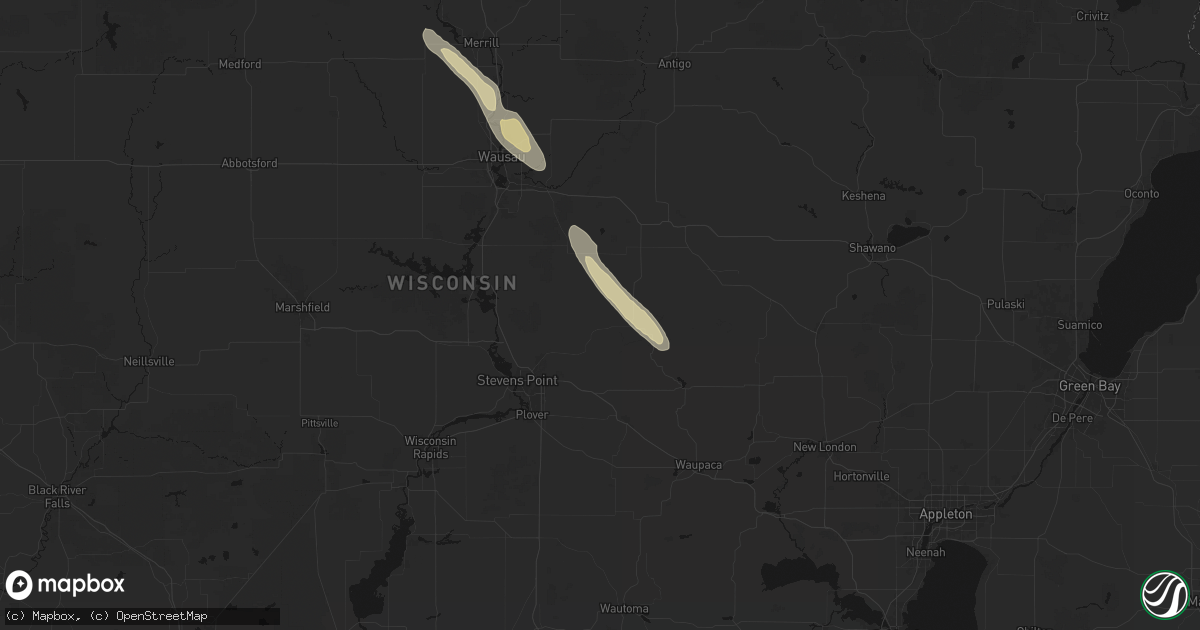 Hail map in Rosholt, WI on July 26, 2026