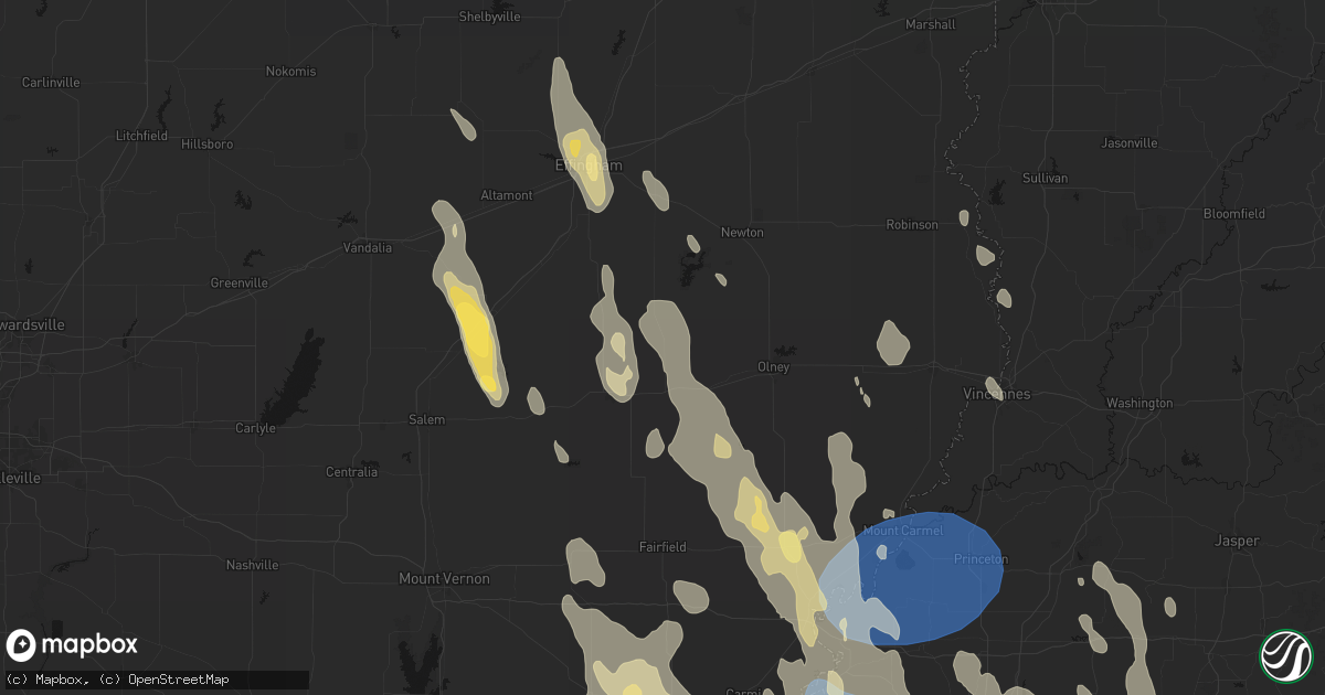 Hail map in Sailor Springs, IL on July 26, 2026