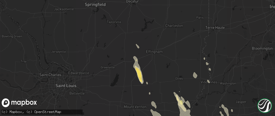 Hail map in Saint Elmo, IL on July 26, 2026