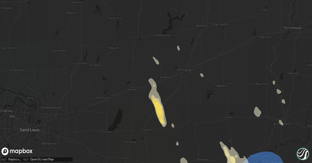 Hail map in Saint Elmo, IL on July 26, 2026