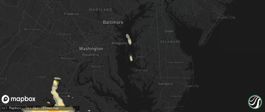 Hail map in Saint Michaels, MD on July 26, 2026
