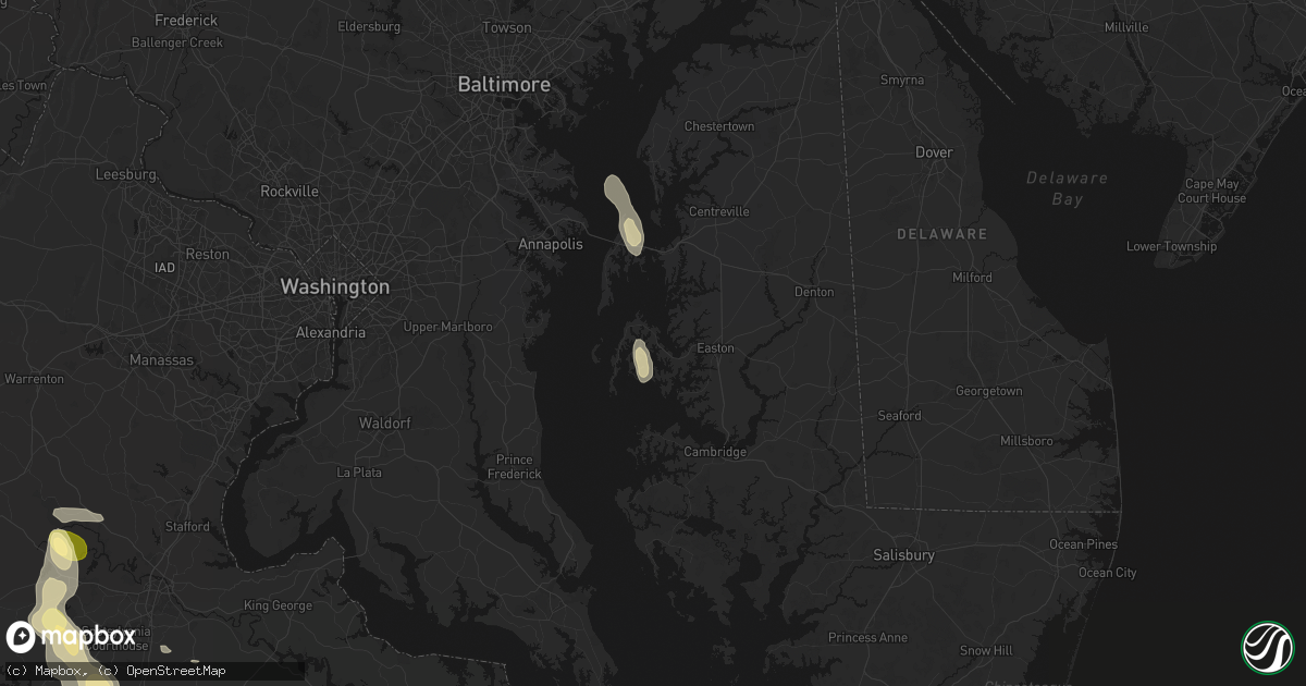 Hail map in Saint Michaels, MD on July 26, 2026