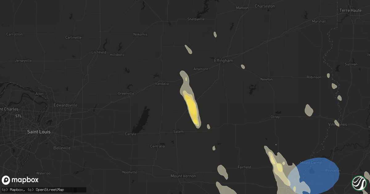 Hail map in Saint Peter, IL on July 26, 2026